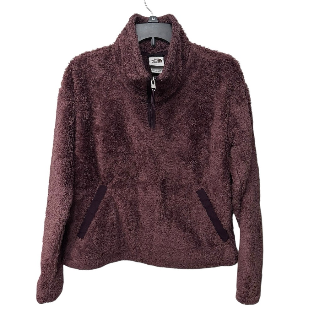 The North Face Jacket Womens Size Medium Brown Teddy Fleece 1/4 Zip Pullover